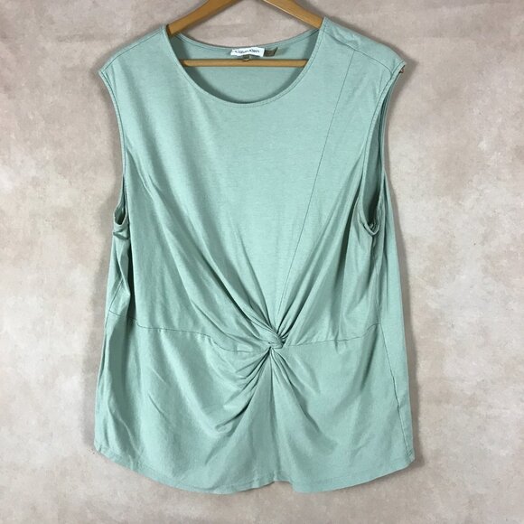 Calvin Klein Plus Size Twist-Front Sleeveless Top in Jade Green 1X - Picture 3 of 8